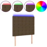 vidaXL Tête de lit LED brun foncé 80x5x118/128 cm Tissu