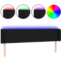 vidaXL Tête de lit LED noir 203x16x78/88 cm Tissu
