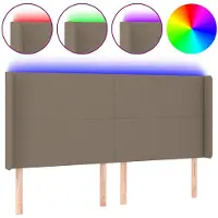 vidaXL Tête de lit LED Taupe 183x16x118/128 cm Tissu