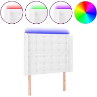 Super Merchant Tête de lit LED blanc 83x16x118/128 cm similicuir