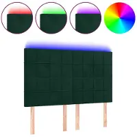 vidaXL Tête de lit à LED Vert foncé 144x5x118/128 cm Velours