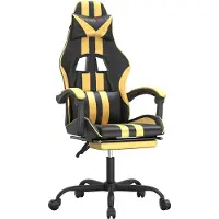 vidaXL Fauteuil gaming avec repose-pieds pivotant Noir et doré Simili cuir