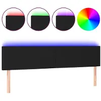 vidaXL LED Tête de lit noir 180x5x78/88 cm Tissu