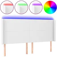 vidaXL Tête de lit LED blanc 203x16x118/128 cm similicuir