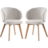 CALICOSY - Lot de 2 Chaises en tissu et pieds en hêtre H79 cm - SOLENE