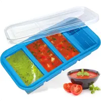 Goliving 4 in 1 Freezer Containers - Freshness Containers - 4 x 250ml - Meal Prep Containers - Silicone Storage Containers with Lid - Baby Food Storage Box - Freezer and Microwave - Blue