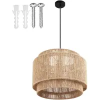 TecTake Plafonnier Lignea Lux - Lampe pendante Boho - Jute Nature - Ø46 x 32 cm - 40W