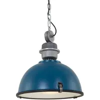 Steinhauer Lampe à suspension Bikkel bleu avec gris métallisé