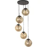 Searchlight Punch Lampe suspendue 5 flammes Multi Drop noir Verre Champagne