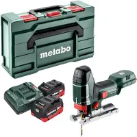 Metabo Scie sauteuse sans fil ST 18 L 90 18 V 90 mm + 2 batteries LiHD 5,5 Ah + chargeur + Metabox