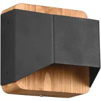 TRIO Applique Arino 12cm noir avec bois marron