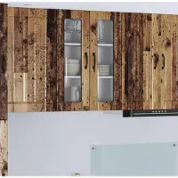 vidaXL Armoire murale en verre LUCCA, aspect bois vieilli, 60 x 31 x 80 cm, aggloméré