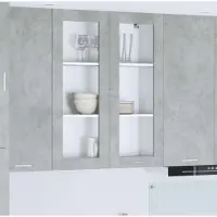 vidaXL Armoire suspendue avec porte Riga Gris béton 80 x 31 x 100 cm