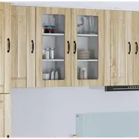 vidaXL Armoire vitrée LUCCA, 2 pièces, en panneaux de particules imitation chêne Sonoma