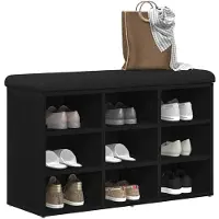 vidaXL Banc à chaussures Noir 80 x 30 x 48 cm Bois d'ingénierie