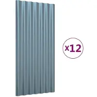vidaXL -Dachpaneele 12 ST 80x36 cm Pulver -Stahl grau