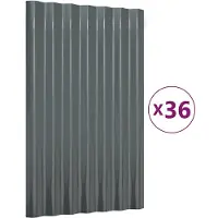 vidaXL Panneaux de toit 36 pcs. Acier revêtu par poudre Anthracite 60x36cm