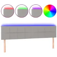 vidaXL Tête de lit LED gris clair 160x5x78/88 cm Tissu