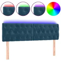 vidaXL Tête de lit LED bleu foncé 160x7x78/88 cm velours