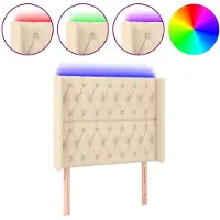 vidaXL Tête de lit LED Crème 103x16x118/128 cm Tissu