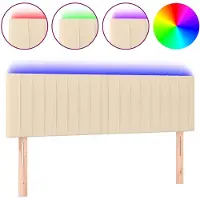 vidaXL Tête de lit LED Crème 144x5x78/88 cm Tissu