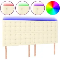 vidaXL Tête de lit LED Crème 200x5x118/128 cm Similicuir