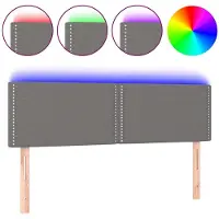 vidaXL Tête de lit LED gris foncé 144x5x78/88 cm Tissu