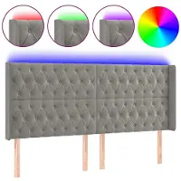 vidaXL Tête de lit LED gris clair 183x16x118/128 cm velours