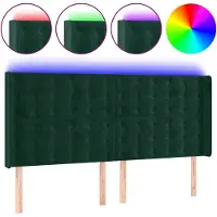 vidaXL Tête de lit LED vert foncé 163x16x118/128 cm velours