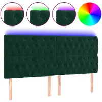 vidaXL Tête de lit LED vert foncé 180x7x118/128 cm velours