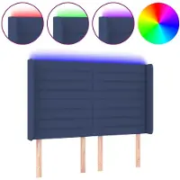 vidaXL Tête de lit LED bleue 147x16x118/128 cm Tissu
