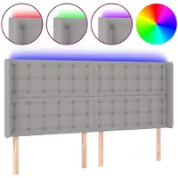 vidaXL Tête de lit LED gris clair 163x16x118/128 cm Tissu