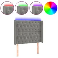 vidaXL Tête de lit LED gris clair 93x16x118/128 cm velours