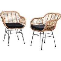Casaria Lot de 2 chaises en osier bambou/polyrotin