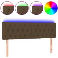 vidaXL Tête de lit LED brun foncé 144x7x78/88 cm Tissu