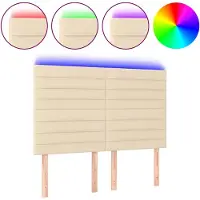 vidaXL Tête de lit LED Crème 144x5x118/128 cm Tissu