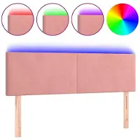 vidaXL LED Tête de lit rose 144x5x78/88 cm velours