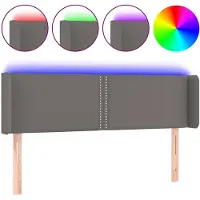 vidaXL Tête de lit LED Gris 147x16x78/88 cm Similicuir