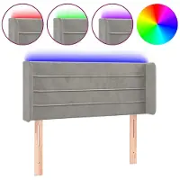 vidaXL Tête de lit LED gris clair 93x16x78/88 cm velours