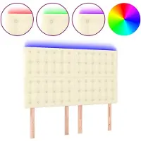 vidaXL Tête de lit LED Crème 144x5x118/128 cm Similicuir