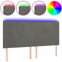 vidaXL Tête de lit LED gris foncé 160x5x118/128 cm velours