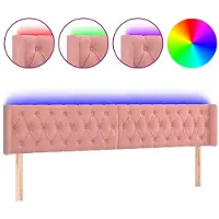 vidaXL LED Tête de lit rose 183x16x78/88 cm velours