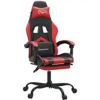 vidaXL Chaise de jeu avec repose-pieds Pivotant Noir & Rouge Similicuir