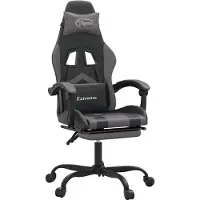 vidaXL Chaise de jeu avec repose-pieds Pivotante Noir & Gris Similicuir