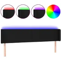 vidaXL Tête de lit LED noir 203x16x78/88 cm Tissu