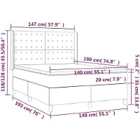 vidaXL Lit boxspring avec matelas blanc 140x190 cm similicuir