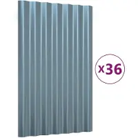 vidaXL Panneaux de toit 36 pcs Acier galvanisé Gris 60x36 cm