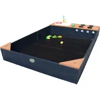 Axi Bac à sable Kelly avec cuisine jouet, anthracite/marron - Lavabo avec lot d'accessoires de 17 pièces - Bâche de protection et toile de sol incluses