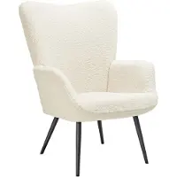 TecTake Fauteuil Hygge rembourré, ergonomique, charge maximale 150 kg - Sans tabouret, Bouclé crème/noir