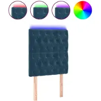 vidaXL Tête de lit LED bleu foncé 80x7x118/128 cm velours